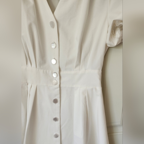 B.BStudio White A-Line Lace Detail Puff Sleeve Mini Dress S - Picture 10 of 10